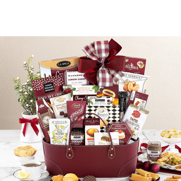 Classic Gourmet Gift Basket With Premium Chocolates Pastries Crackers Tea