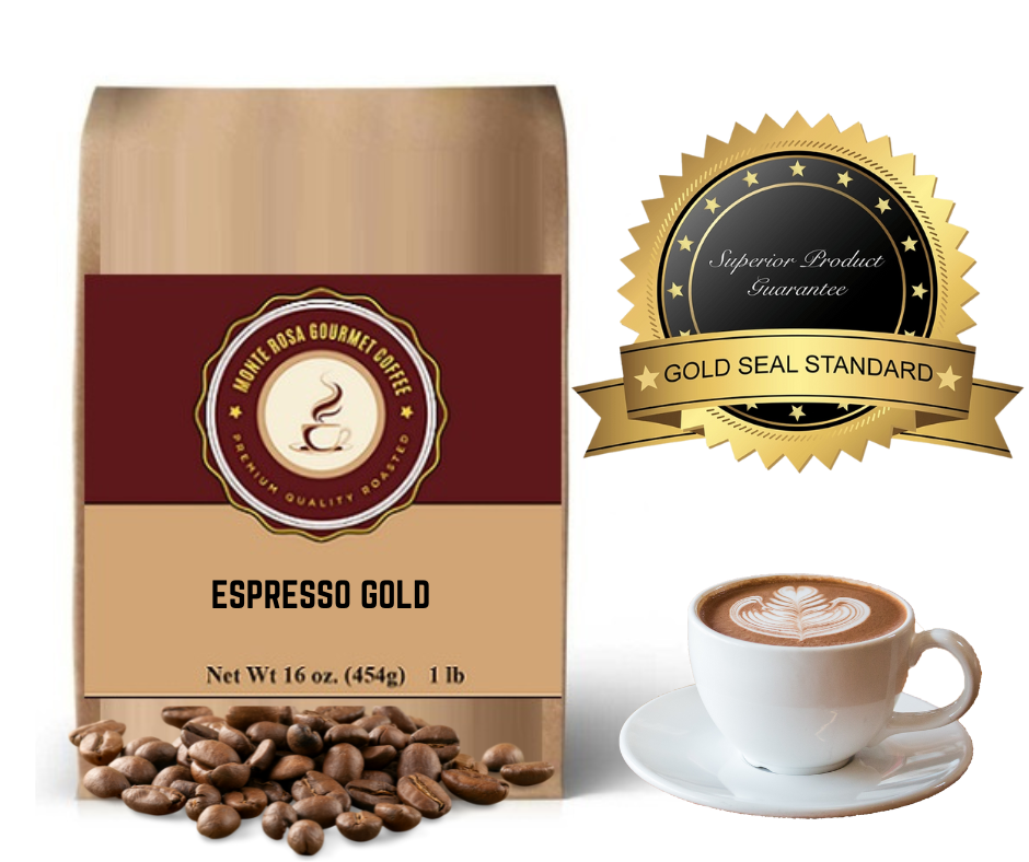 Espresso Gold Monte Rosa Gourmet Coffee Medium Bodied Low Acidity